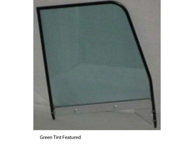 1955-1959 Chevy-GMC Truck Door Glass Assembly With Black Frame-Green Tinted Glass, Left