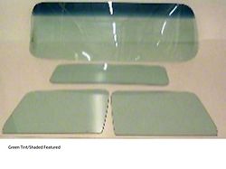 1955-1959 Chevy-GMC Truck Glass Kit, Small Back Glass, Vent Window Delete-Grey Tint With Shade Band