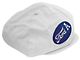 1955-1966 Ford Thunderbird Driving Cap, Gatsby Style, White, With Ford A Patch