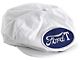 1955-1966 Ford Thunderbird Driving Cap, Gatsby Style, White, With Ford T Patch