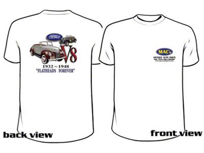 1955-1966 Ford Thunderbird MAC Wear T-shirt, 1932-1948 Ford V8 Flatheads Forever, Choose Your Size