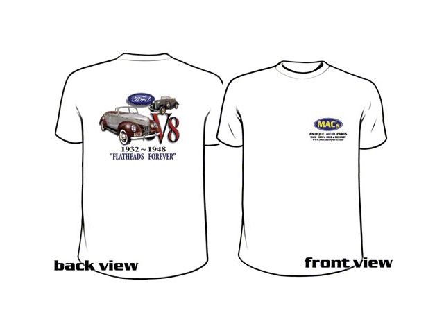 1955-1966 Ford Thunderbird MAC Wear T-shirt, 1932-1948 Ford V8 Flatheads Forever, Choose Your Size