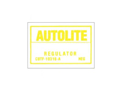 1955-1970 Ford Thunderbird Voltage Regulator Decal for Cars with A/C Through Early 1970