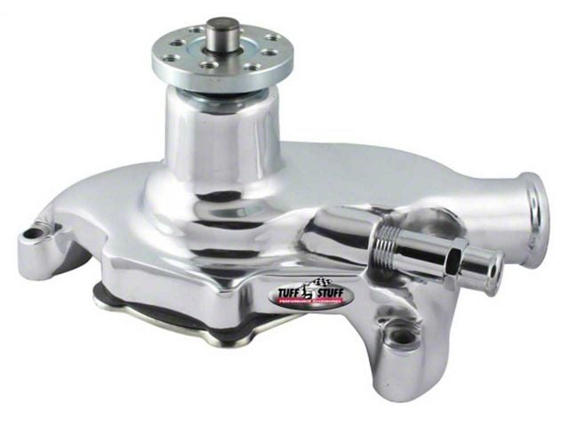 1955-1971 Chevy-GMC Truck V8 SuperCool Water Pump; Platinum; 5.625 in. Hub Height; 5/8 in. Pilot; Short; Flat Smooth Top And No Top Threaded Water Port; Chrome; 1353NA