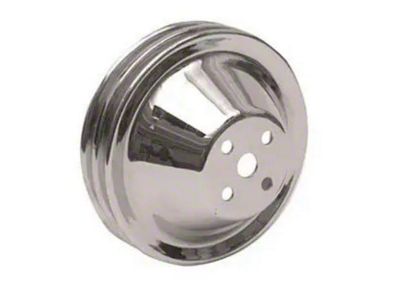 1955-1972 Chevy Truck Chrome Water Pump Pulley, Double Groove Short