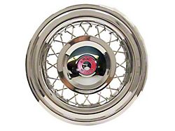 Wire Wheel Cover Set, Set Of 5, Red Painted Accents (1955 Ford Thunderbird)