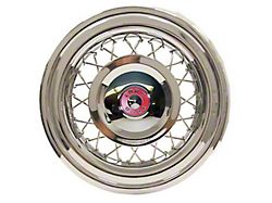 1955 Ford Thunderbird Wire Wheel Cover Set, Set Of 5, Red Painted Accents