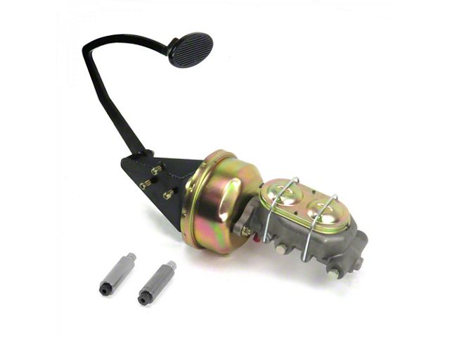 1955L-1959 Chevy-GMC Truck Power Brake Conversion Kit 8 Inch Single Diaphragm Booster, Brake Pedal With Large Oval Black Billet Pad- Drum/Drum