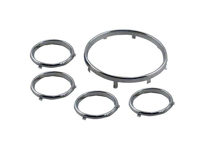 1956-1957 Ford Thunderbird Dash Gauge Trim Rings, 5 Piece Set