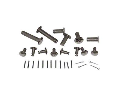 1956-1957 Ford Thunderbird Top Frame Pin Kit, 16 Pins & 16 Retainers, Polished, Mid 1956 Through 1957 (Fits convertible from mid 1956 through 1957)