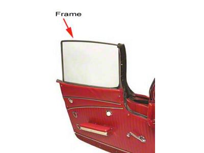 1956-1962 Corvette Dated Coded Door Glass Clear With Frame And LowerSash Left (Convertible)