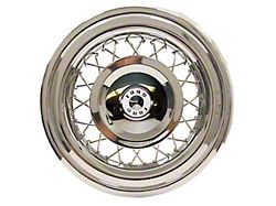 1956 Ford Thunderbird Wire Wheel Cover Set, Set Of 5, White Painted Accents