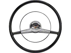 15-Inch Steering Wheel; Black with Chrome Horn Ring (1957 150, 210, Bel Air, Nomad)