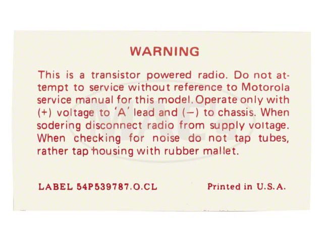 1957-1959 Transistor Radio Decal