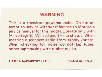 1957-1959 Transistor Radio Decal