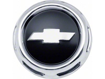 1957-59 Chevy Truck Horn Cap Bowtie Chrome Black Details