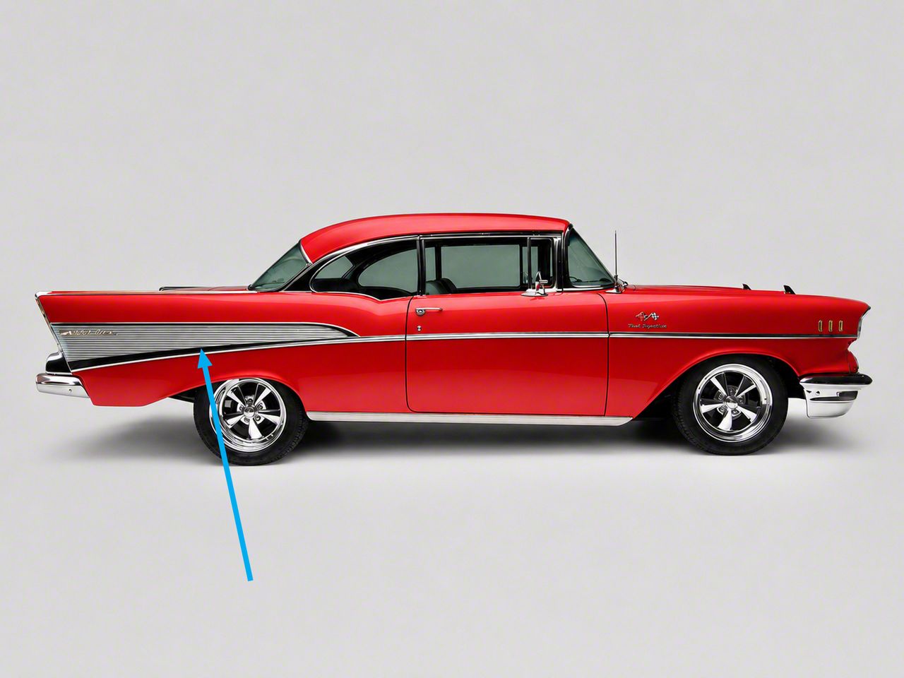 Ecklers Side Panel Insert; Aluminum (1957 Bel Air 2-Door)