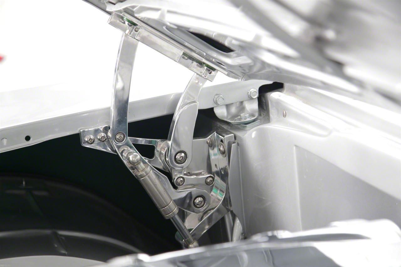 Ecklers Billet Aluminum Hood Hinges; Polished (1957 150, 210