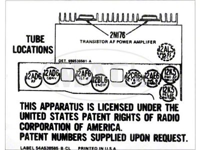 1957 Ford Thunderbird Radio Schematic Decal