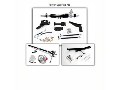 Steeroids Power Steering Rack and Pinion Conversion Kit with Black Steering Column (58-62 Corvette C1 w/ Hooker Competition Headers)