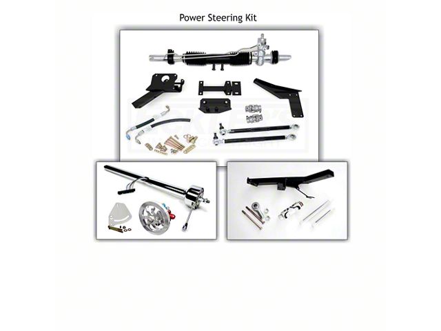 Steeroids Power Steering Rack and Pinion Conversion Kit with Black Steering Column (58-62 Corvette C1 w/ Hooker Competition Headers)