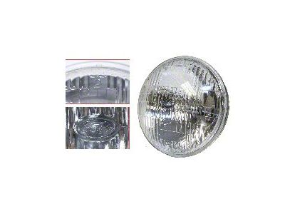 5-3/4-Inch Round Sealed High Beam Halogen Headlight with FoMoCo Logo; Chrome Housing; Clear Lens (58-66 Thunderbird)