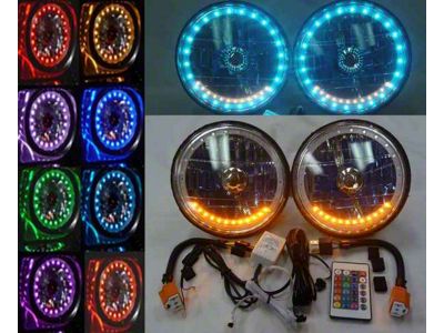 5 3/4 Round White MltClr Halo Headlight W/Signal 59-83