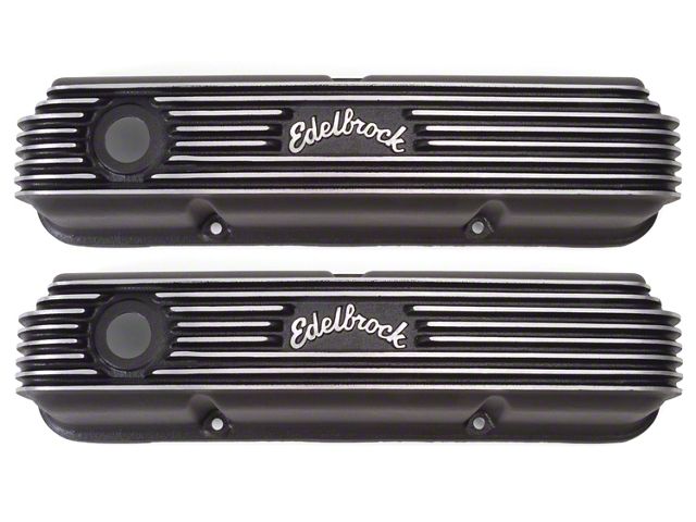 1958-76 Ford Truck Edelbrock 41623 FE Classic Finned Aluminum Valve Covers-Black