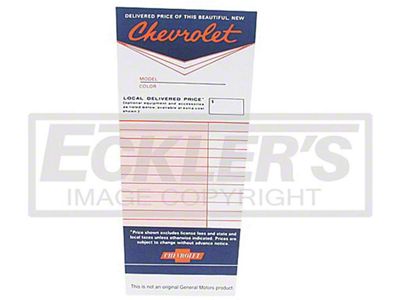 1959-1964 El Camino Accessory Window Price Sticker