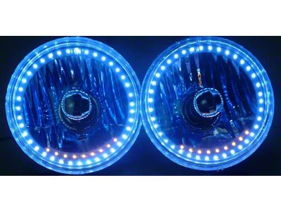 1959-1982 Corvette Headlight 5 3/4 Inch Round White Diamond With Single-Color LED Halo And Turn Signals