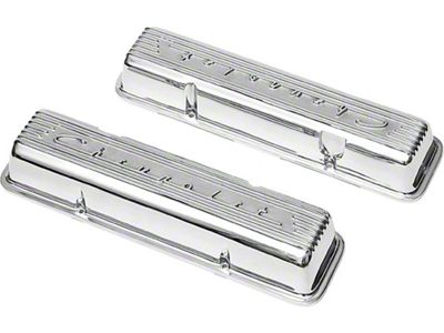 Valve Cover with Polished Chevrolet Script; Polished (59-82 Small Block V8 Corvette C1, C2 & C3)
