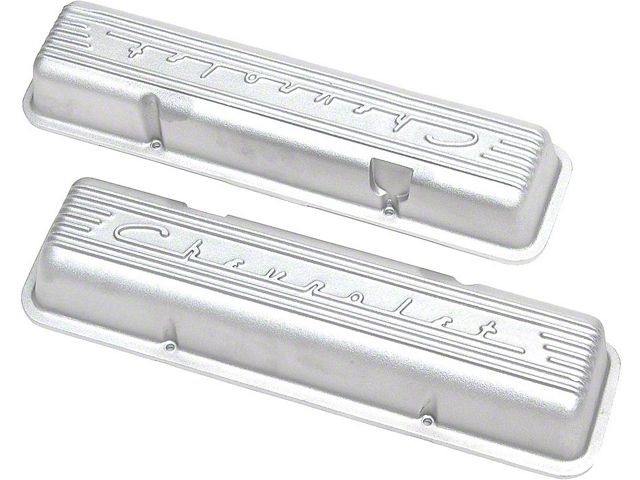 1959-1982 Corvette Valve Covers Finned With Cast Finish And Chevrolet Script Small Block