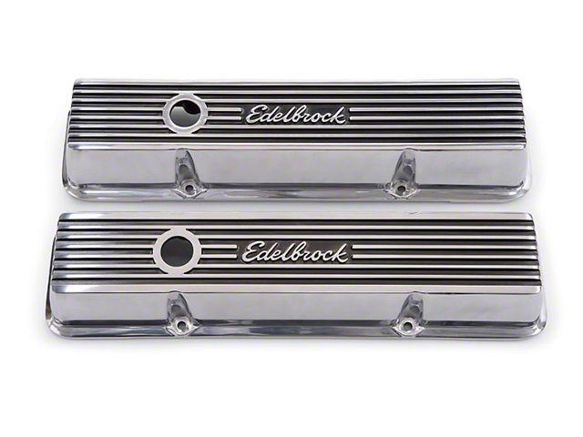 1959-1986 El Camino Edelbrock 4262 Valve Cover; Elite II; Chevy; 262-400 c.i.d V8; Low Profile; Polished