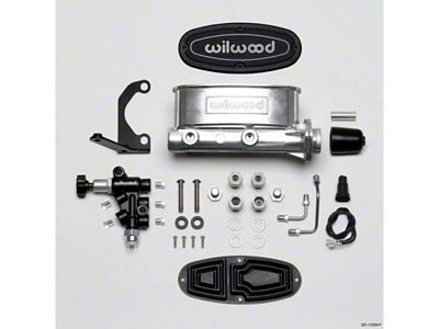 1959-1987 El Camino Chevy Wilwood Master Cylinder Kit, Tandem, Ball Burnished Aluminum, with Bracket & Valve, 1.00 Bore