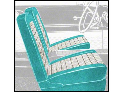 1959 Ford Thunderbird Front Bucket Seat Covers, Vinyl, Turquoise 11 & White 2, Trim Code 7X