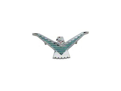 1959 Ford Thunderbird Roof Side Emblem, Chrome With Red & Light Turquoise Accents