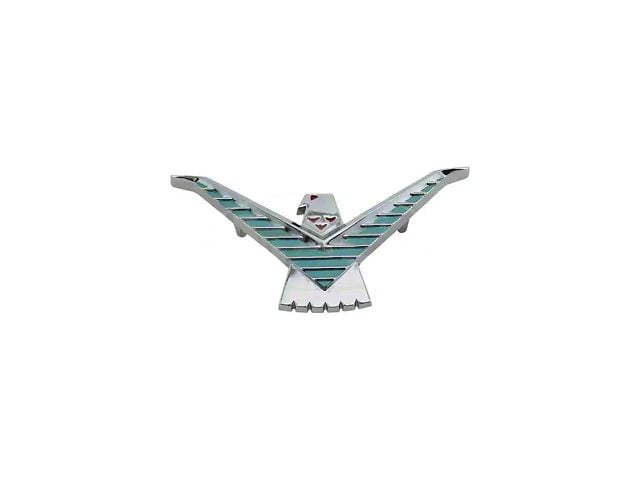 1959 Ford Thunderbird Roof Side Emblem, Chrome With Red & Light Turquoise Accents