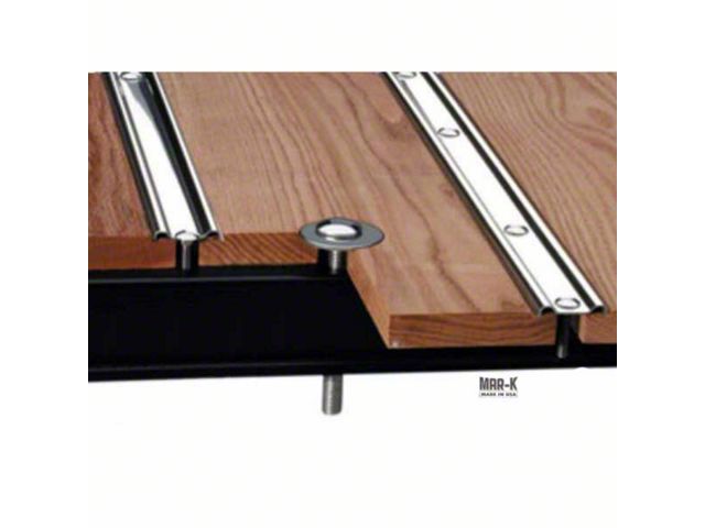 1960-1962 Chevy Truck Bed Floor Kit, Oak Wood With Standard Mounting Holes, Polished Strips And Hardware, Longbed Fleetside