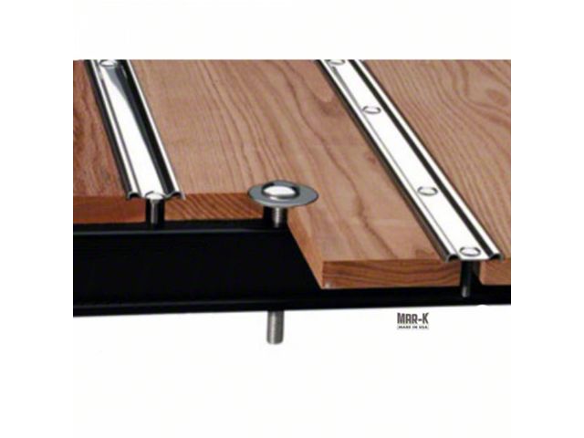 1960-1962 Chevy Truck Bed Floor Kit, Oak Wood With Standard Mounting Holes, Polished Strips And Hardware, Shortbed Fleetside