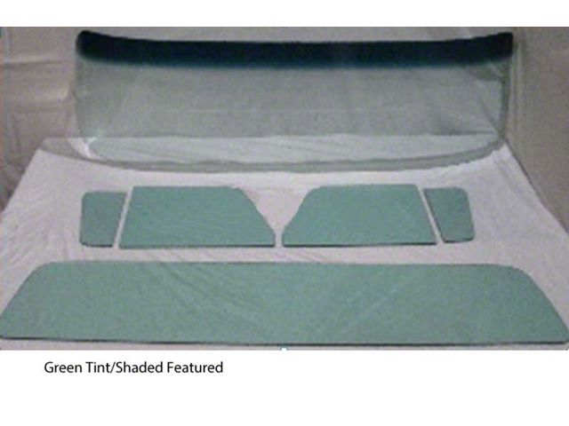 1960-1963 Chevy-GMC Truck Glass Kit, Deluxe/Large Back Glass-Green Tint With Shade Band