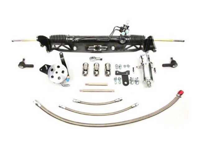1960-1966 Chevy-GMC Truck Power Rack And Pinion Steering Kit, Drum Brakes, Double V-Belt With Stock Steering Column, Half-Ton 2WD