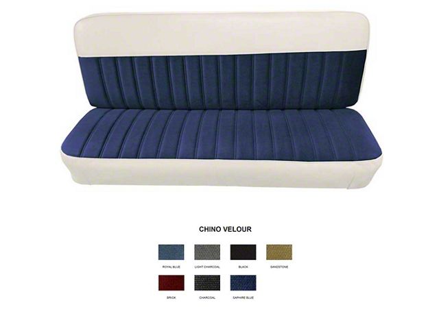 1960-1966 Chevy-GMC Truck Standard Cab Bench Seat Cover-Chino Velour Pleated Inserts With White Vinyl Trim