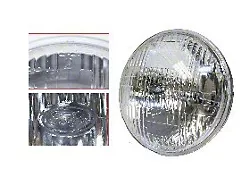 5-3/4-Inch Round Sealed High/Low Beam Halogen Headlight with FoMoCo Logo; Chrome Housing; Clear Lens (60-69 Comet)