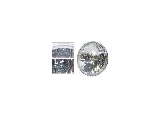 5-3/4-Inch Round Sealed High Beam Halogen Headlight with FoMoCo Logo; Chrome Housing; Clear Lens (60-70 Country Squire, Country Sedan, Custom, Custom 500, Galaxie, Galaxie 500, LTD)