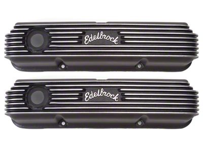 1960-72 Fullsize Ford-Mercury Edelbrock 41623 Classic Finished Aluminum Valve Covers for Ford FE; black Finish