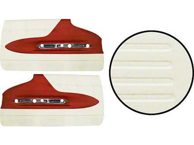 1960 Ford Thunderbird Door Trim Panels, Red 14 & White 13, Trim Code 55