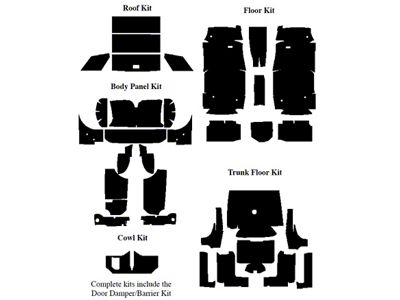 1961-1963 Ford Thunderbird Insulation Kits, Master Kit, 6 Kits, For Coupe