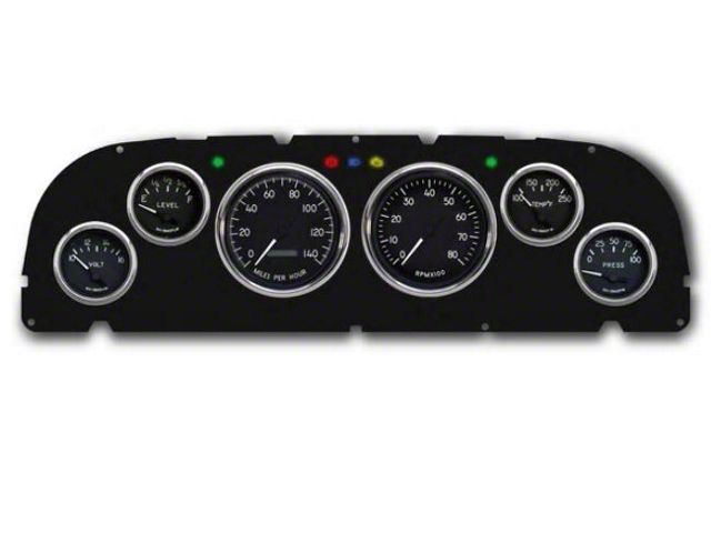 1961-1963 Chevrolet Truck New Vintage USA 6 Gauge 1940 Series Package - 140 MPH Programmable Speedometer with Tachometer, Oil Pressure, Water Temp, Fuel and Volt Meter - Black