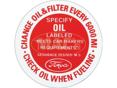 1961-1966 Ford Thunderbird Oil Filler Cap Decal