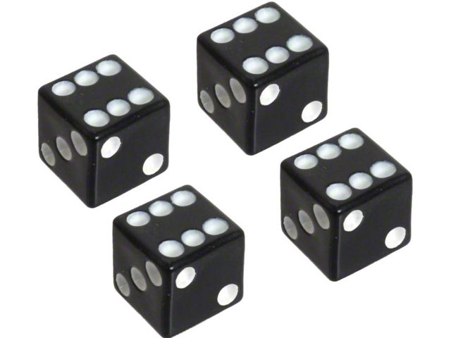 1961-67 Ford Econoline Valve Stem Caps, Set Of 4, Black Dice